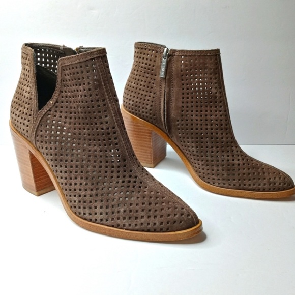 1. STATE Women's Brown Taupe‎ Larocka Country Perforated Booties Shoes Heels 9.5 - Picture 1 of 8